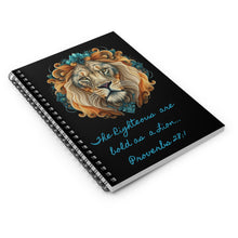 Load image into Gallery viewer, Women&#39;s Spiral Notebook - Ruled Line (Proverbs 28:1)
